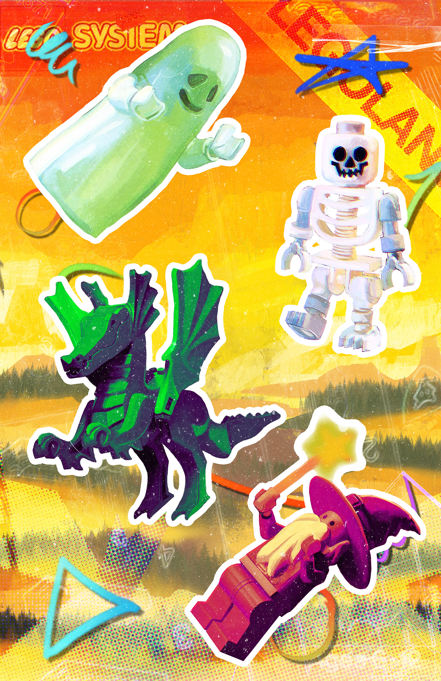 Lego Castle characters sticker sheet
